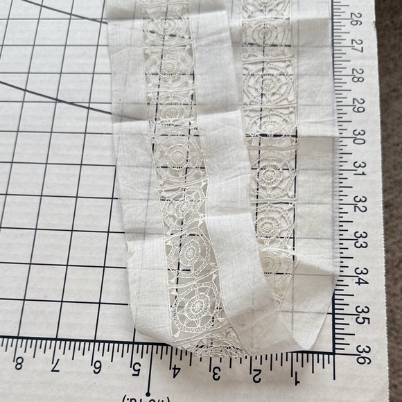 Antique Linen & Tape Lace Insertion Trim – 1.5 Yards, 3.5” Wide – White/Ecru - Picture 1 of 10
